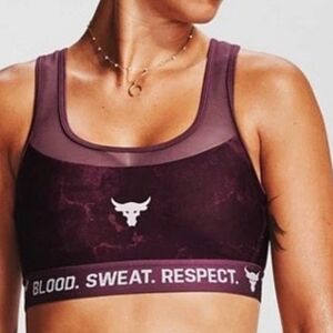 Under Armour Womens Project Rock Sports Bra Purple Tie Dye V Back Sz M